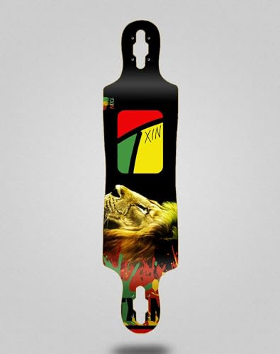 Txin Skate Skateboard Longboard Deck 40x9 Drop Rasta Lion