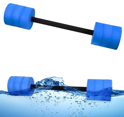 Hikeen Aquatic Exercise Dumbbells Water Dumbbell Pool Resistance Aquatic Fitness Barbells High-Density EVA Foam Pool Weights Dumbbells, for Water Aerobics Weight Loss (1 Blue Long barbell)