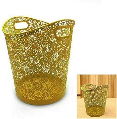 ARA CHOICE Colorful Modern Floral Waste Bin Rubbish Bin Home Office Waste Paper Bin Bedroom Bin Easy to Use with Attractive Colorful Looks (Yellow)