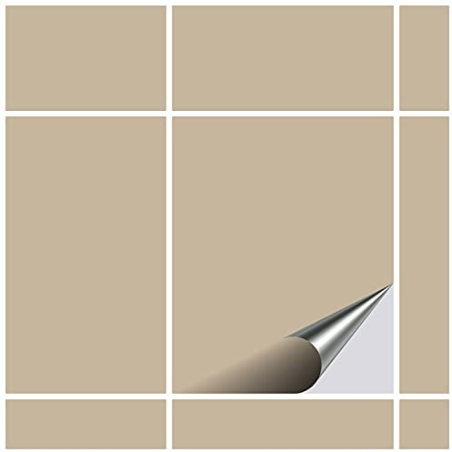 FoLIESEN - Fliesenaufkleber 19,5x24,5 cm | selbstklebende Fliesen-Folie für Bad & Küche | entfernbare Klebe-Folie für Wandfliesen Küchenrückwand & Bordüren | 8 Klebefliesen, .:Dunkelbeige matt