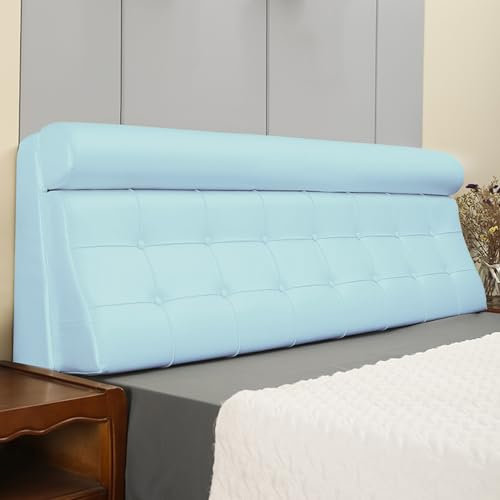 ZZYK Kopfteilkissen Lesekissen Kunstleder Wandkissen Nachttischkissen Doppelschlafsofa Stützrolle Tatami Etagenbett Große Rückenlehne Mit Abnehmbarem Bezug,Blau,Straps 75/190cm