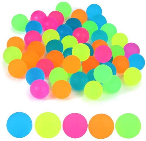 YiliYa 50 Stück Flummis, leuchtflummi 24mm Flummies für Kinder Mitgebsel Kindergeburtstag Gastgeschenke Springball Gummiball Hüpfball give aways Mitbringsel Partygeschenke