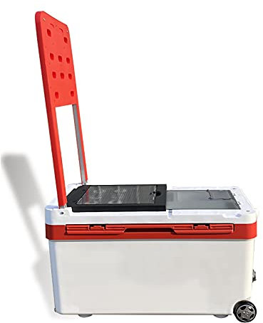 Samnuerly Werkzeugkasten, Angelbox, Angelbox, groß, multifunktional, zum Sitzen, Angelstuhl mit Rädern, Rückenlehne und 4 anhebbaren Beinen für die Lagerung lebender Fische, Kühlbox, 40 l Angelgerät