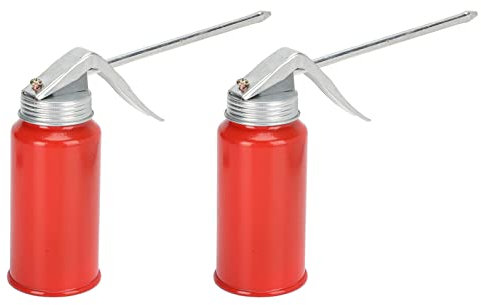 Naroote Oil Can Pump Oiler, 2pcs 200ml Metal Hand Pump Oil Can Tool Motor Oil Dispenser Cold Rolled Steel Spray Gun Oiler Can for Motorcycles, and Appliances
