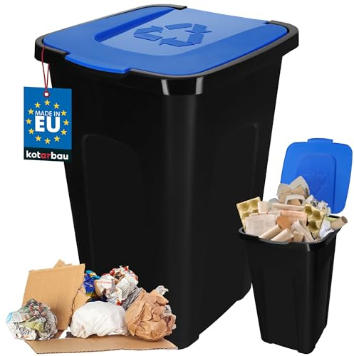 KOTARBAU® Cubo de Basura de 50L con Tapa de Polietileno Azul para Interior y Exterior, Contenedor para Cocina