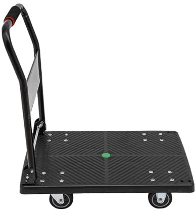 Plattformwagen, Einhand-Klappwagen mit stummen Rädern, Flacher Umzugswagen Handwagen, Faltbarer Schiebe-Handwagen zum Laden und Lagern, 150 kg Tragkraft