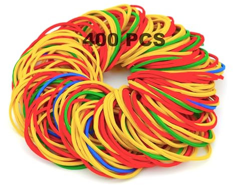 400Pcs Sturdy & Colorful Elastic Bands - High-Temperature Resistant Rubber Bands, Perfect for Office Supplies, Industrial Use, School Home，Crafts & More - 38mm Size