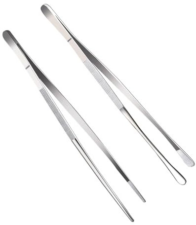 2 Pcs 12-Inch Fine Tweezer Tongs,Extra-Long Stainless Steel Tweezers Tongs
