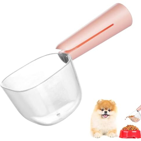 Pala de comida para animales – Vaso medidor para comida para gatitos, transparente, vaso de comida para perros con líneas de medición | pala de comida para perros | Cuchara medidora de comida para