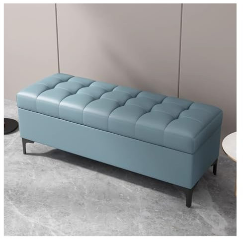 Polsterbank für Schlafzimmer, rechteckig, mit Fuß, 100 cm, Blau