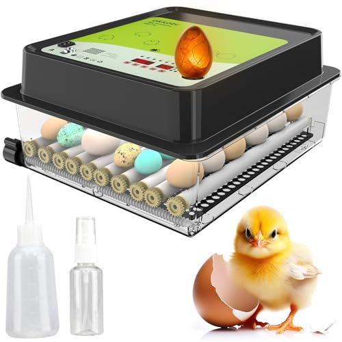 Okköbi OBI-36 Brutautomat für Hühner, Enten & andere Vögel + Temperaturkontrolle + Feuchtigkeitsanzeige + Brutautomat vollautomatisch + Integrierte Eierschale + 5 Jahre Schutz+ NEU