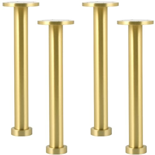 Sofabeine Gold, 4 Stück runde Möbelbeine Verstellbare Sofafüße Höhe: 8–30 cm Möbelfüße Reines Kupfer | Eloxierte Oberfläche | Schlafsofa Loveseat Sitzsofa-20 cm/7,9 Zoll