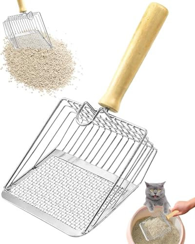 TPZORJX Katzenschaufel für Katzenklo, Katzenklo Schaufel Metall, Katzenstreuschaufel mit Langer Griff, Tiefer Katzenschaufel, Katzenstreu Schaufel Große, für Katzenstreu Klumpstreu