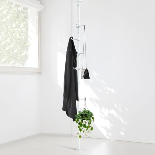 DAKEPOLE Freestanding Coat Rack, Adjustable Tension Pole 140-310cm with 12 Hooks for Coats, Jackets, Hats | No Drill Hanging Storage for Hallway, Living Room, Bedroom, Kitchen | Black
