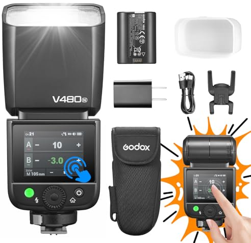 Godox V480N V480-N Flash pour Appareil Photo Camera Flash Speedlite 7.2 V/2200mAh TTL GN50 650 Flashs à Pleine Puissance pour appareils Photo Nikon