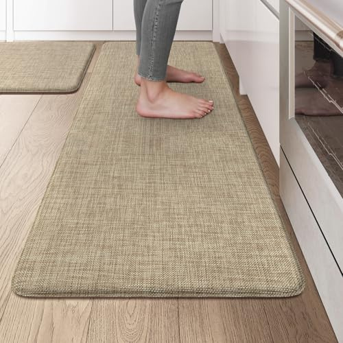 KIMODE Küchenmatte für Boden, Anti-Ermüdung, 50,8 x 119,4 cm + 50,8 x 81,3 cm, Bauernhaus-Küchenteppich-Set, gepolsterte Küchenbodenmatte, bequeme Textilene-Stehmatte für Waschküche, Büro, Waschbecken