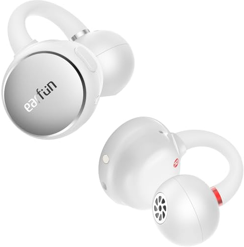 EarFun Clip Auriculares Open-Ear, Cómodos y Estables, Altavoces de 10.8mm para Sonido Claro, Hi-Res Audio, 40H de Reproducción, Tecnología BassSurge, IP55, para Deporte y Running, Blanco