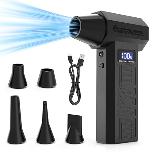 Soplador de Polvo Eléctrico, Potente 4 Velocidades 130000 RPM Soplador de Aire Comprimido con luz LED y Pantalla, para Limpiar PC, Laptop, Teclado, Coche