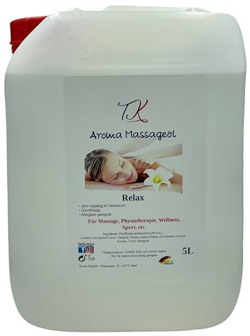 5L Aroma Massageöl - Relax für Massage, Physiotherapie, Wellness, Sport uvm., Artzneimittel Qualität