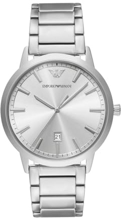 Emporio Armani Herrenuhr mit drei Zeigern, Edelstahl, Gehäusegröße 43 mm