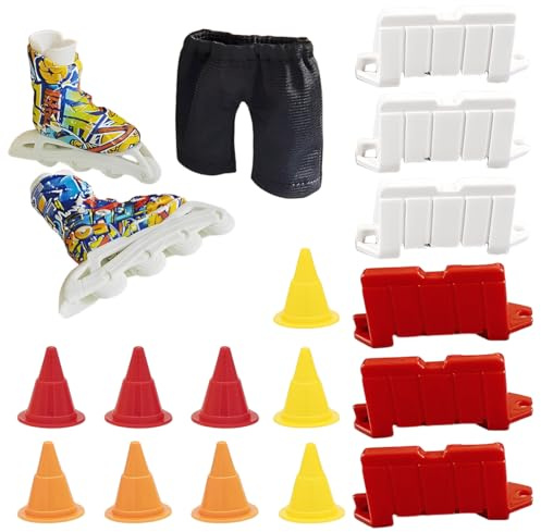 VEOIRXU Finger Roller Skates Mini Finger Inliner Kit mit Hose und 15 Zubehör Kunststoff Lernspielzeug für Fingerkoordination Stressabbau Fingerspitzenbewegung für Kinder Erwachsene