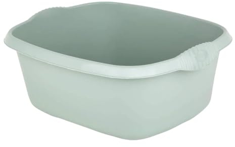 Washing Up Bowl Large Rectangular Basin for Dishwashing, Soaking, and Mixing Tasks 12 Litre Capacity (1, Silver Sage)
