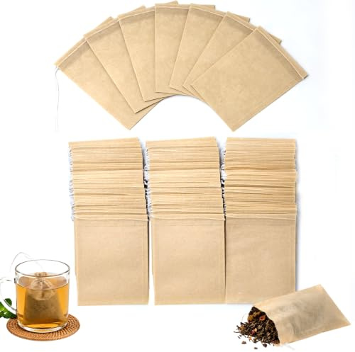 100Pcs 7x9cm Empty Tea Bags Natural Wood Pulp Paper Loose Filter Pouches | Biodegradable compostable sachets; permeable steeping pouches; for custom botanical blends brewing