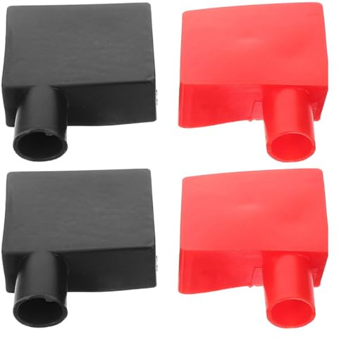 Abaodam Lot de 4 Housses de Protection pour Bornes de Batterie Voiture en Silicone Souple, Forme Carrée, Résistantes à Haute Température, Couvercles Isolants Rouge et Noir, Compatible