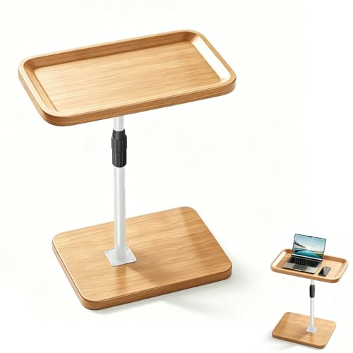 Sidostol med justerbar höjd (55-80 cm), sidostol i C-form, 360° roterande bänk, träsidostol, för sovrum, vardagsrum, kontor, salongsbord för små utrymmen (träfärg)