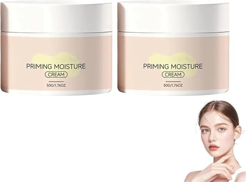 Glow Velvet Priming Moisture Cream – Pore Blurring and Makeup Gripping Primer, Korean Skin Care For All Skin Types, Moisturizing & Nourishing Skincare For Soft Radiant Skin (2 Pcs)