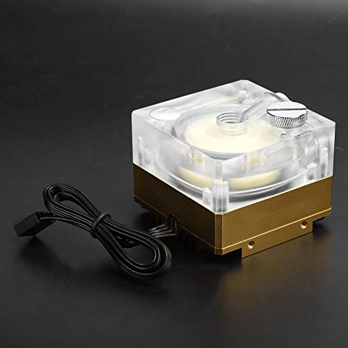 Xiuganpo Bomba de Refrigeración por Agua, Disipador de Calor Ultrasilencioso de Aluminio Acrílico Duradero para Control de Velocidad PWM en Accesorios de Computadora (GOLD)