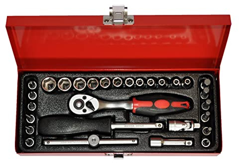 PRECISION STEEL Coffret cliquet + Douilles 1/4. 29 pièces