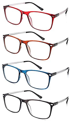 EFE Gafas de Lectura 4 Unidades Gafas Lectores Color Mixto Ajustables Ligeras Estilo Wayfarer Comodas Buena Vision Hombre y Mujer (+1.50)