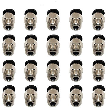 3Dman PC4-M10 Male Straight Pneumatic PTFE Tube Push In Quick Fitting Connector for E3D-V6 Long Distance Bowden Extruder 3D Printers-20pcs