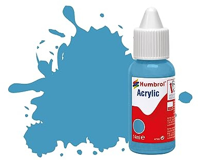 Humbrol Acrylic Paint DB0089 No 89 Middle Blue Matt | Matt (14ml), Acrylic Paints for Models, Plastic, Metal, Wood, Glass, Ceramics and More, Touch Up Coat