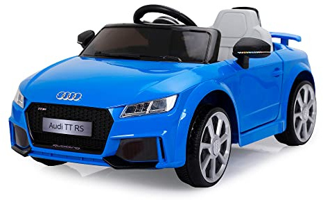 FEBER Audi TT RS Blue R/C, auto elettrica 1 posto, radiocomandata, con dettagli auto: fari con luce, 2 marce, per bambini/e da 3 a 8 anni, Famosa (800013441)