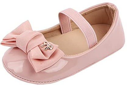 Qersh Zapatos de Bautizo de Princesa Antideslizantes Bowknot para bebé niña Zapatos Recien Nacido Antideslizante Bailarinas Princesa Bowknot Bebé Niñas Blanco (B, 20)
