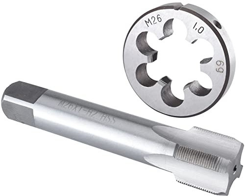 Burkit M26 x 1 Gewindebohrer und Schneideisen Set, M26 x 1,0 Maschinengewindebohrer und runde Schneideisen rechts