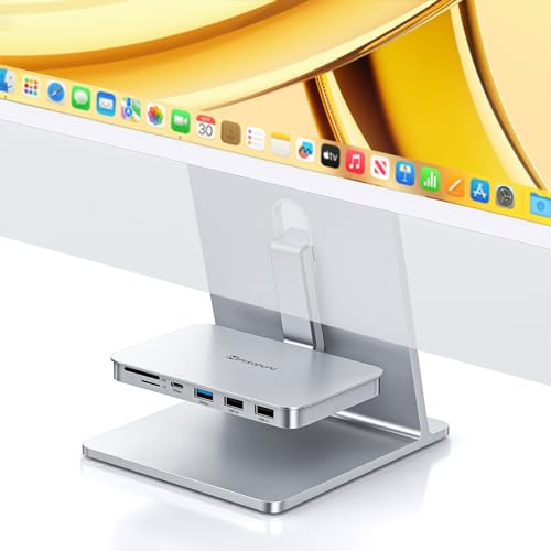 Minisopuru iMac USB C-hubb – 10 Gbps USB A/C för iMac 24 tum 2021-2024 och studio-skärm 27 tum, silver (ingen ssd-port)