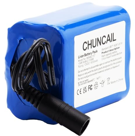 CHUNCAIL Batterie lithium-ion rechargeable DC12 V 6000 mAh, convient pour les caméras sans fil, les appareils photo, les lecteurs MP3, les claviers électroniques, etc.