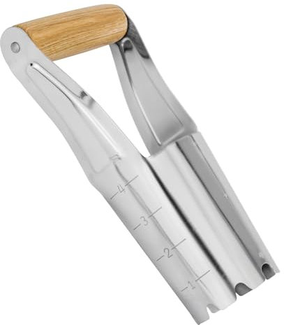 Eadwiella Gartengeräte, Lochspaten mit Tiefenskala, aus Rostfreiem Stahl mit Einem Holzgriff Gartenzubehör, Geeignet für die Aussaat von Samen in Gärten, Hecken und Töpfe mit ihm.(4) Bulb Plant