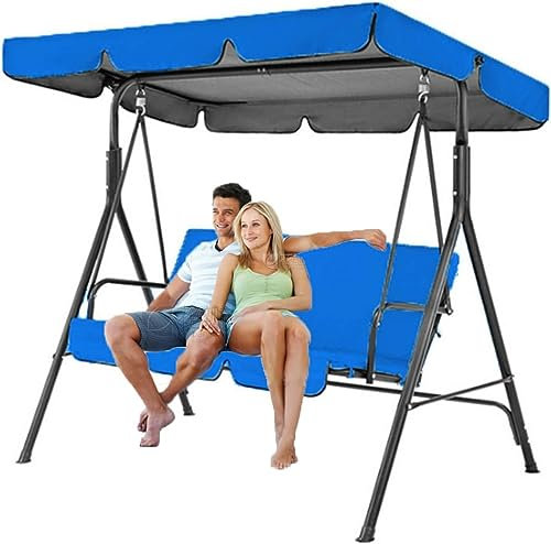 Outdoor 3 Personen Schaukel Baldachin Ersatzstuhl mit verstellbarem Baldachin Bequeme Sitze für Garten Balkon und Hinterhof Atmungsaktive Outdoor-Schaukelstühle Langlebige und stilvolle Terrassenmöbel