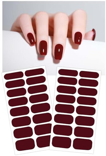 Unghie Gel Adesive, 32 Pcs Adesivi Con Smalto In Gel Per Unghie, Burgundy Pellicola Per Unghie Autoadesiva,Strisce Smalto Gel Adesive Per Unghie,Per Nail Art Decorazioni Unghie