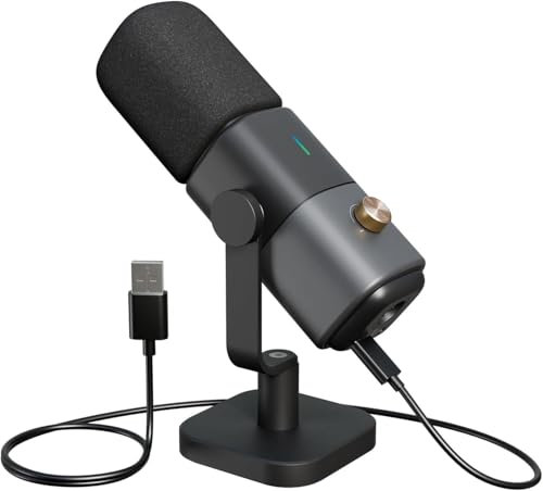 NearStream Microphone USB/XLR à Condensateur Supercardioïde Compatible avec Mac,PC,PS4/5,Discord, Audio Mixer, Microphone Dynamique avec Mute&Gain Audio&Réduction du Bruit&Surveillance Audio,AM25X