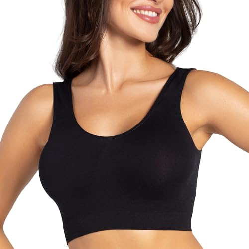 Gatta Sport Top, topp med breda axelband, sport-bh, skön, mjuk, bekväm, fitness, yoga, pilates, inga sidsömmar, kroppsnära (Svart, M)