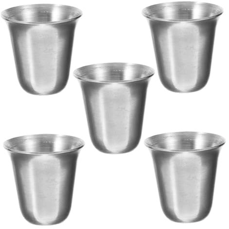 Warmhm Gobelets de Communion Argenté Lot de 5 en Acier Inoxydable Robustes et Sûrs Tasses Empilables Réutilisables pour L'église et Cérémonies Religieuses