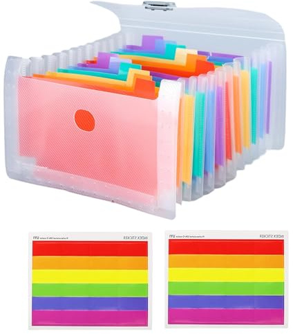 13 Pockets A6 Flashcard Organizer – Colorful Labels, Durable Accordion File Folder for Study, Office, Business & Note Organization