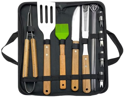 BBQ-verktyg 16 delar grillverktygssats | Grillset för utomhusgrillar | för grillning och grillverktyg | BARBEQUE GRILLING STRUME SET med bärväska | Set med