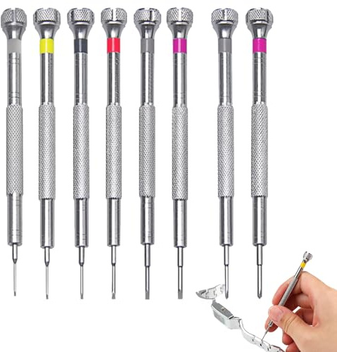 Lot de 8 tournevis de précision, pour réparation de lunettes, montres 0,6/0,8/1,0/1,2/1,4/1,6 mm, pour la réparation de montres et de lunettes