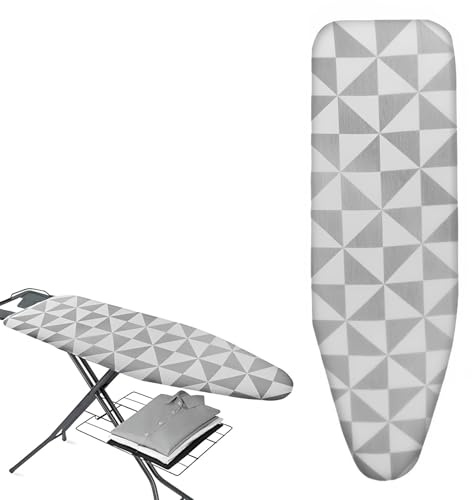 ZIHQRgE Ricambio Copri da Stiro per Ferri da Stiro e Vapore Completo in Cotone con Bordo Dotato di Elastico Facile da Montare(Chrome,51.1 L x 19.6 in W (130 x 50 cm))